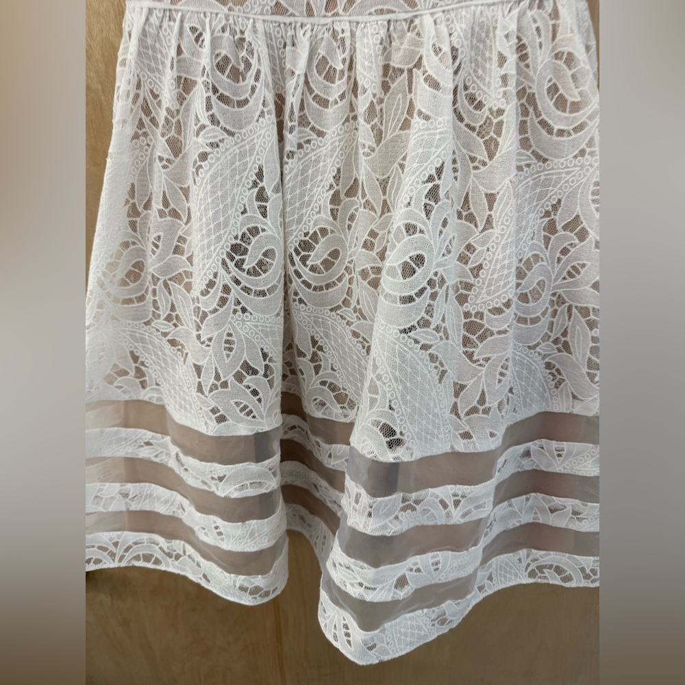 Aqua White Lace Mini Dress - Picture 7 of 15